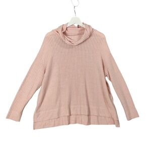 Maeve Anthro‎ Vanna Sweater Womens Medium Pink Ribbed Cowl Neck Long Sleeve Knit